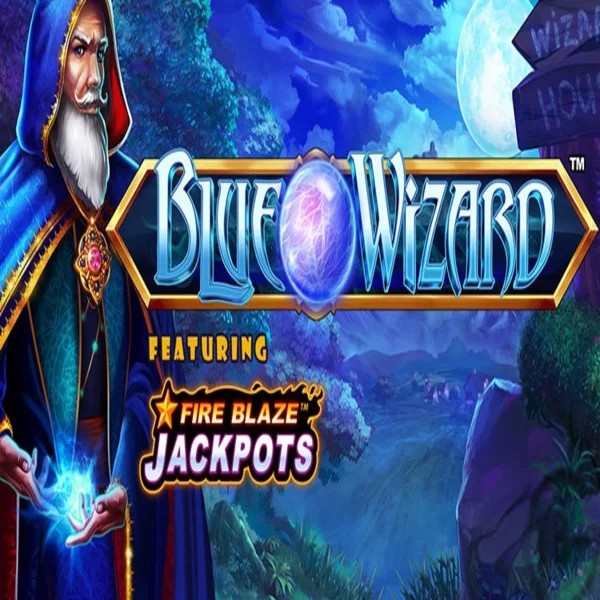 Blue Wizard Fire Blaze Jackpots by Rarestone Gaming, showcased at luckyblocks.co.nl – game logo